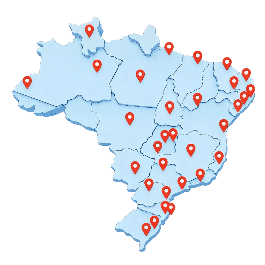 Mapa do Brasil com localizações VDI